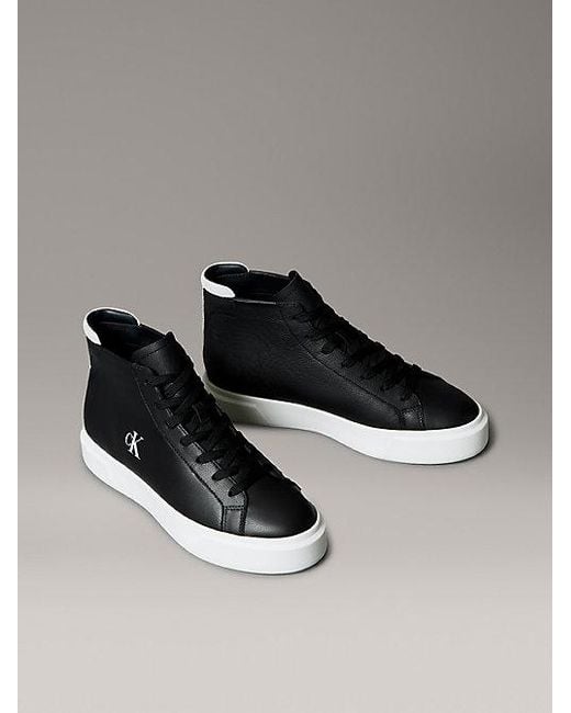 Calvin Klein Multicolor Jeans Leather Signature High Top Trainers for men
