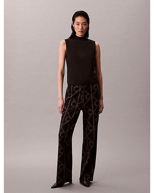 Calvin Klein Blue Jacquard Logo Pull On Trousers
