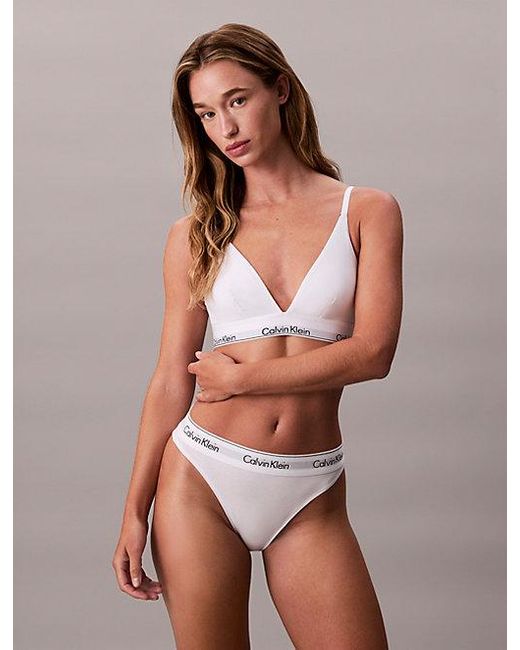 Calvin Klein White High Leg Bikini Briefs Icon Cotton Modal