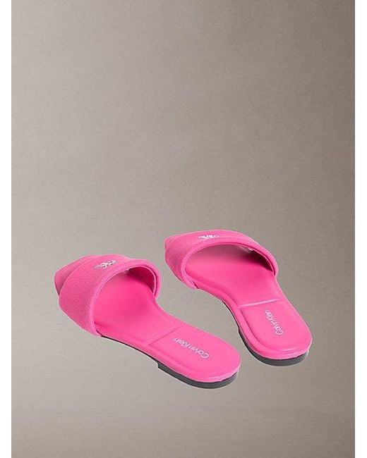 Calvin Klein Pink Ck Provence Canvas Square Toe Flat Sandals