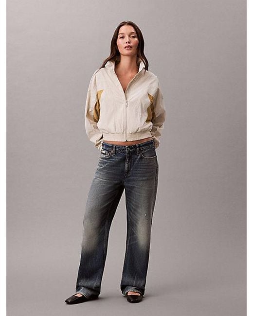 Calvin Klein Natural Jeans Cropped Colour Block Nylon Jacket