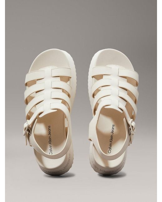 Sandales à plateforme en cuir Calvin Klein en coloris Metallic