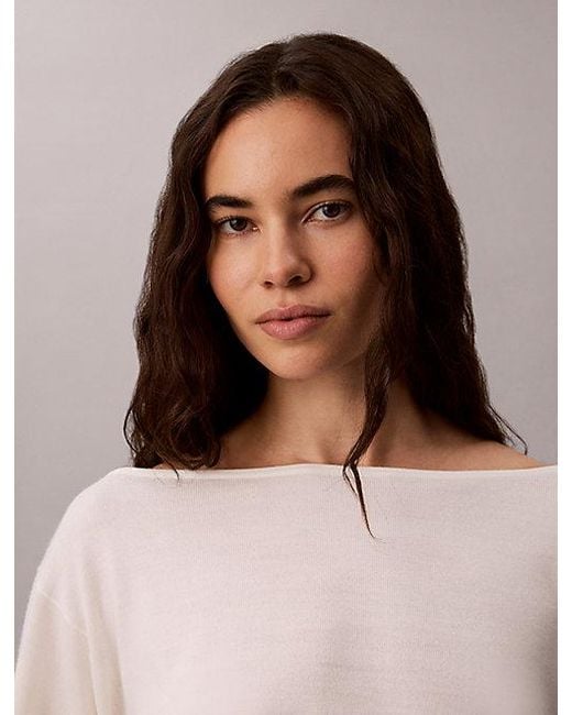 Calvin Klein Multicolor Merino Wool Blend Boat Neck Jumper