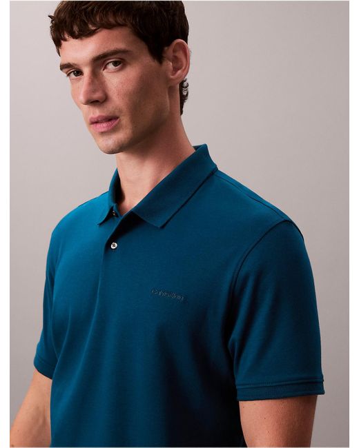 Calvin Klein Blue Liquid Touch Polo Shirt for men