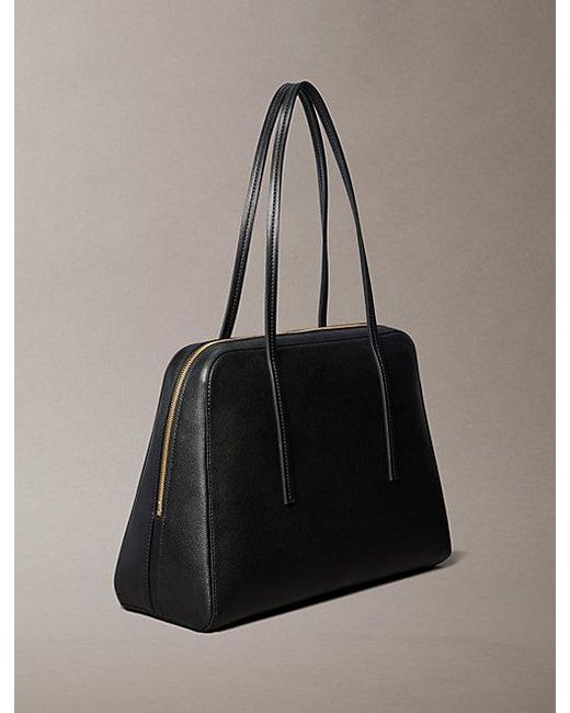 Calvin Klein Gray Foil Logo Bowling Shoulder Bag