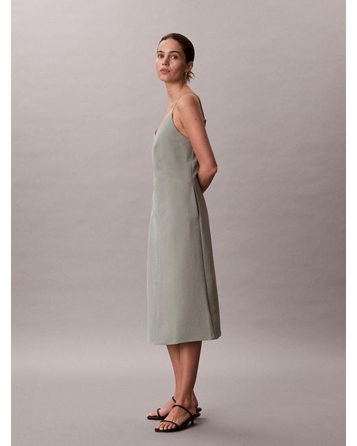 Calvin Klein Gray Casual Twill Sleeveless Shift Dress