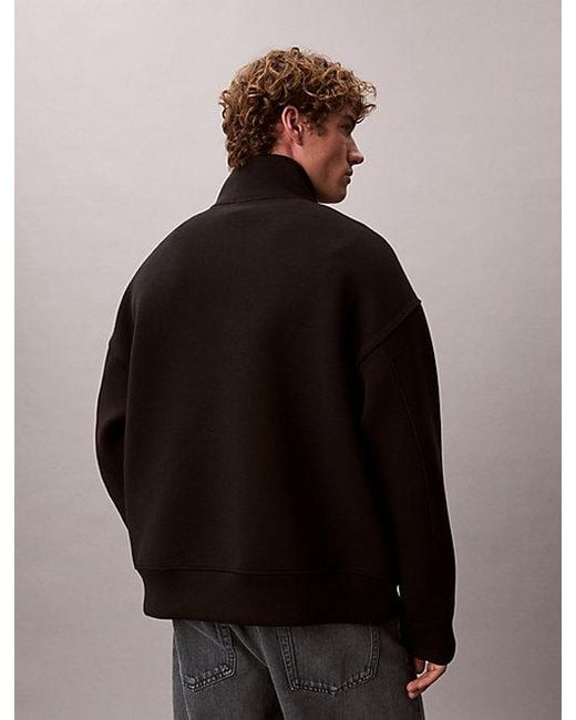 Calvin Klein Black Relaxed Zip Collar Sweatshirt for men