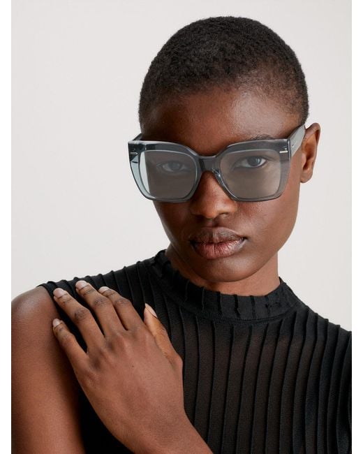 Calvin Klein Gray Rectangle Sunglasses Ck23508S