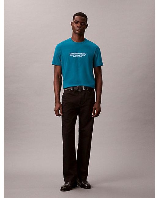 Calvin Klein Blue Ck Nyc Crewneck Graphic Tee for men