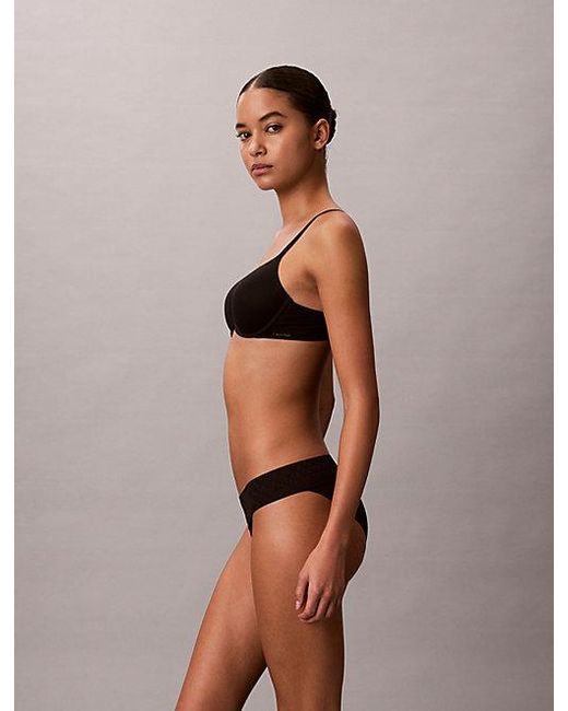 Calvin Klein Black Low Rise Bikini Briefs Icon Logo Lace