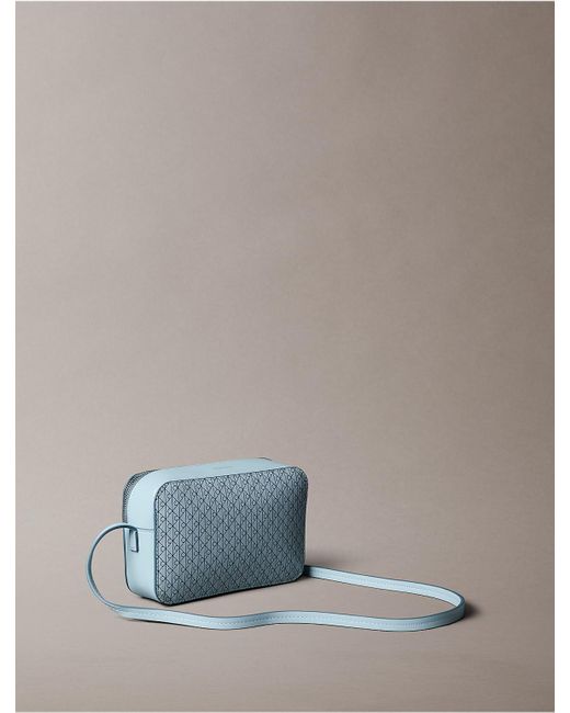 Calvin Klein Blue Allover Monogram Logo Camera Bag
