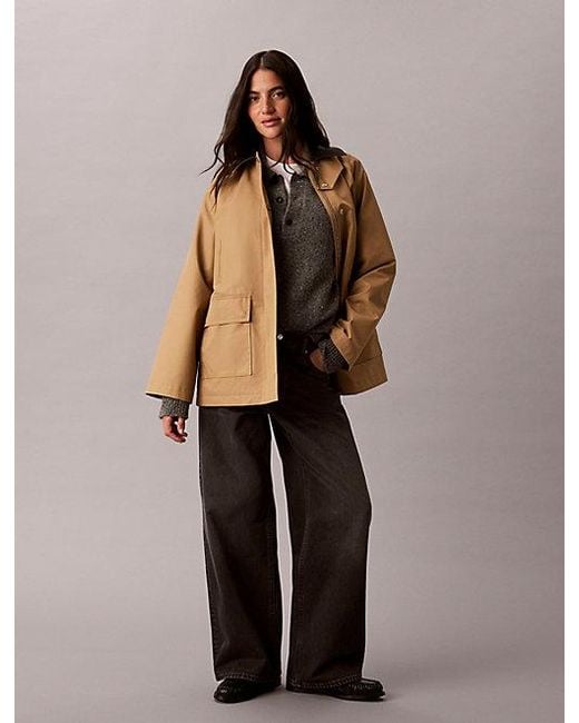 Calvin Klein Brown Jeans Cotton Blend Twill Utility Jacket