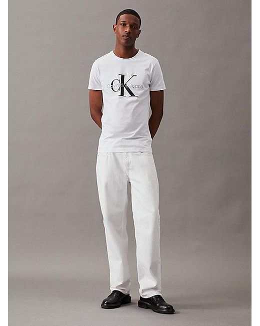 Calvin Klein White Jeans Slim Monogram T-Shirt for men