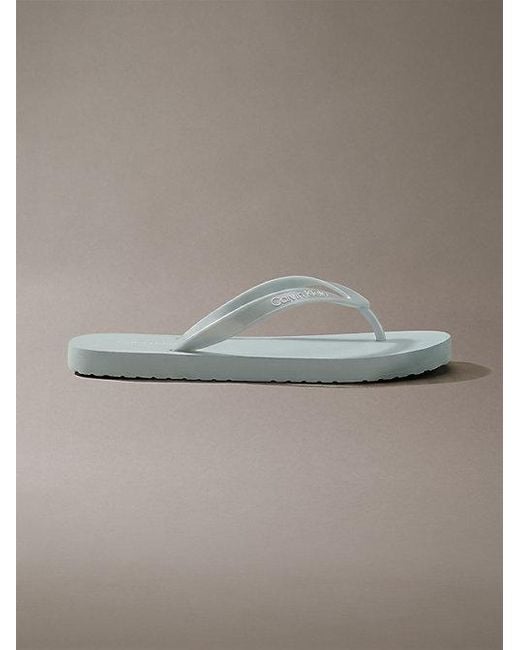 Calvin Klein Gray Arwa Metallic Pearlised Flip Flops