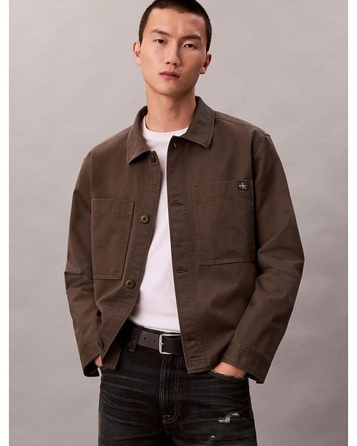 Surchemise Relaxed En Sergé De Coton Calvin Klein pour homme en coloris Brown