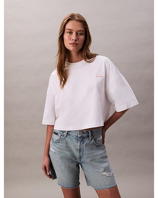 Calvin Klein Jersey Bijgesneden Boxy T-Shirt in het White