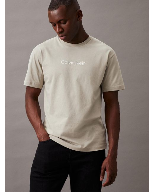 T-shirt en coton avec logo Calvin Klein pour homme en coloris Natural