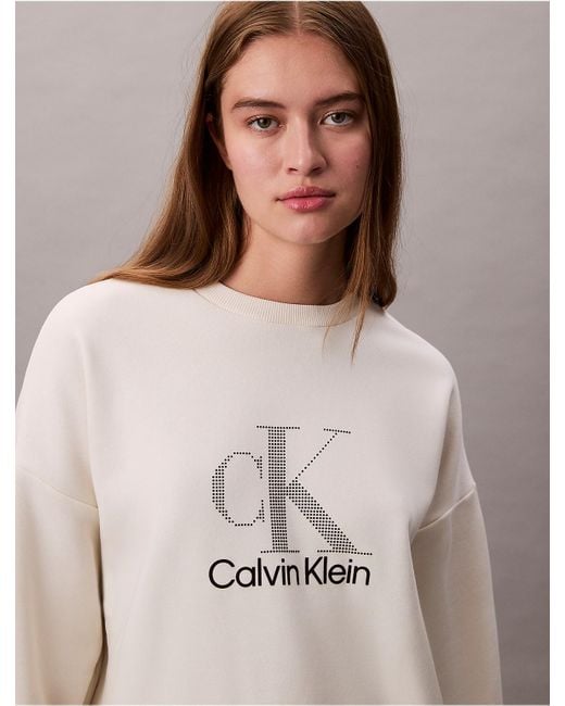 Calvin Klein Natural Calvin Klein Fleece Logo Graphic Relaxed Sweatshirt