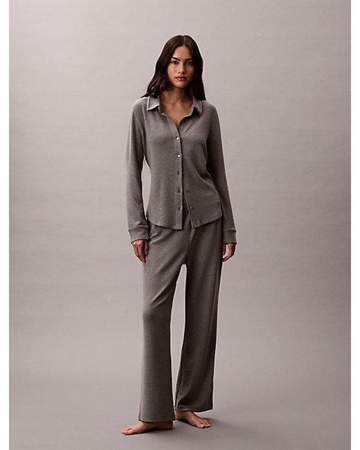 Pantalones de estar en casa de punto cepillado Calvin Klein de color Brown