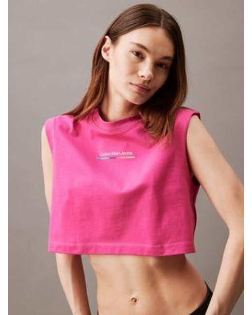 Camiseta sin mangas con monograma - Pride Calvin Klein de hombre de color Pink