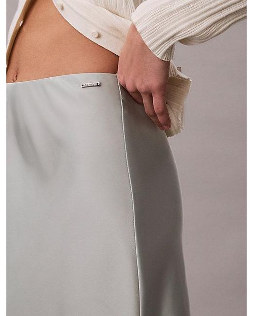 Calvin Klein Gray Satin A Line Maxi Skirt