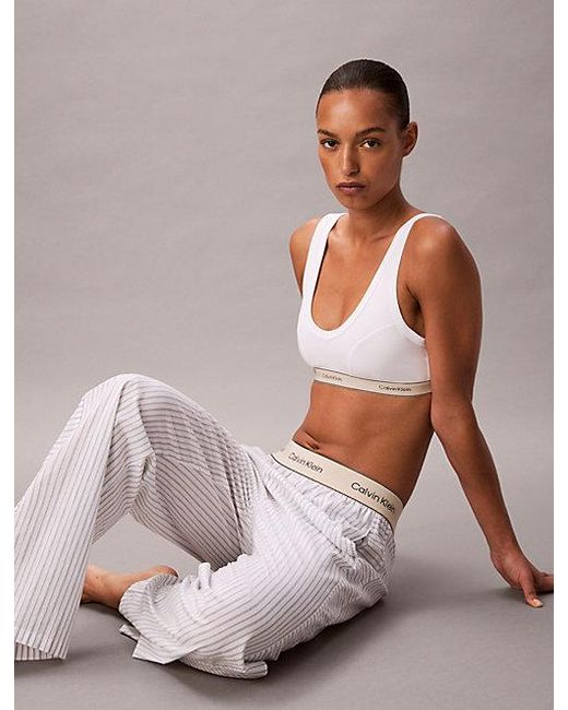 Calvin Klein Pyjamabroek Van Poplinkatoen Met Logo in het Multicolor