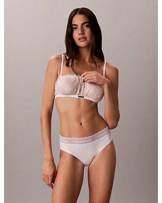 Calvin Klein White Bikini Briefs Cotton Lace
