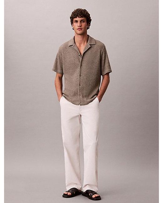 Calvin Klein Multicolor Textured Knit Short Sleeve Shirt for men