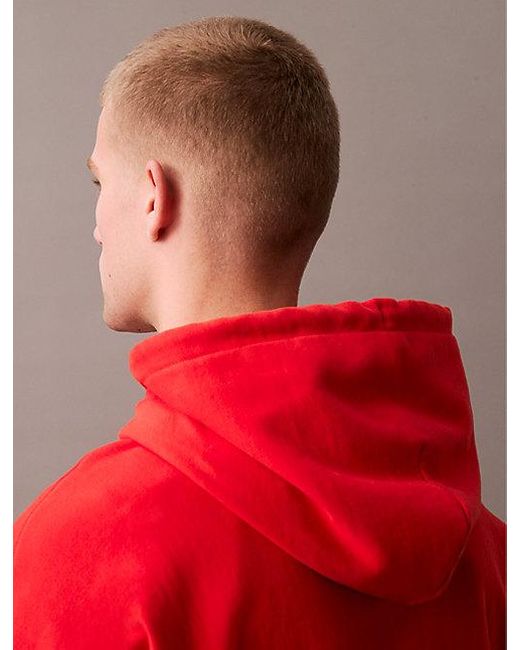 Calvin Klein Oversized Suède Badstoffen Hoodie in het Red voor heren