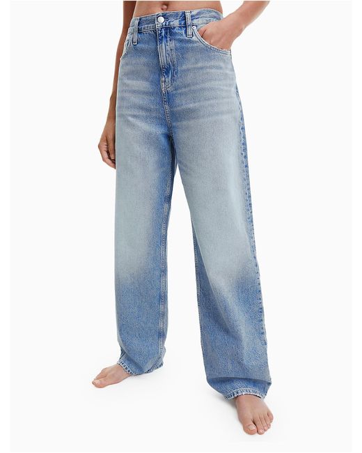 Calvin Klein Denim High Rise Relaxed Jeans in Light Denim (Blue) Lyst