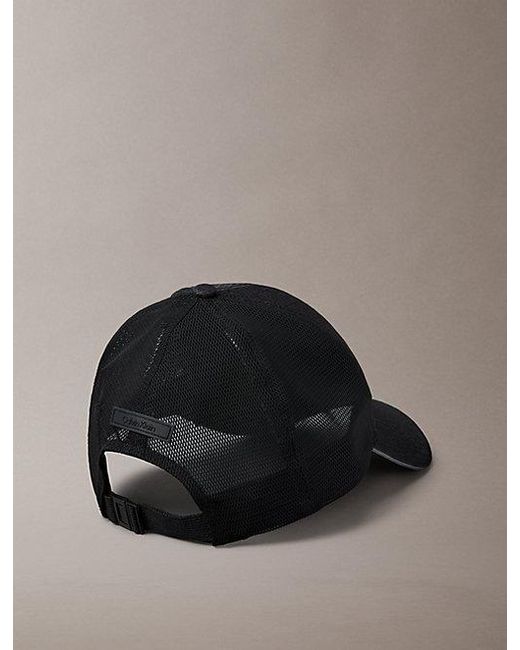 Calvin Klein Black Emblem Logo Cordura Trucker Cap for men