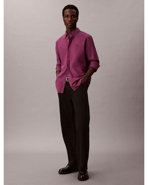 Camicia Button-Down Classica di Calvin Klein in Purple da Uomo