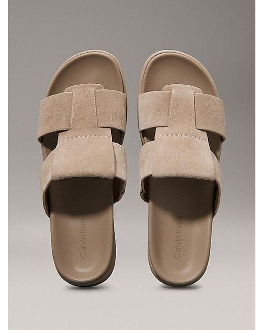Calvin Klein Suède Sandalen in het Gray voor heren