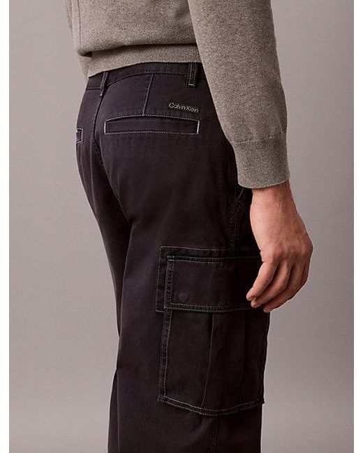 Calvin Klein Multicolor Jeans Relaxed Cotton Twill Cargo Trousers for men