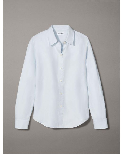 Calvin Klein Gray Linen Blend Classic Button-down Shirt