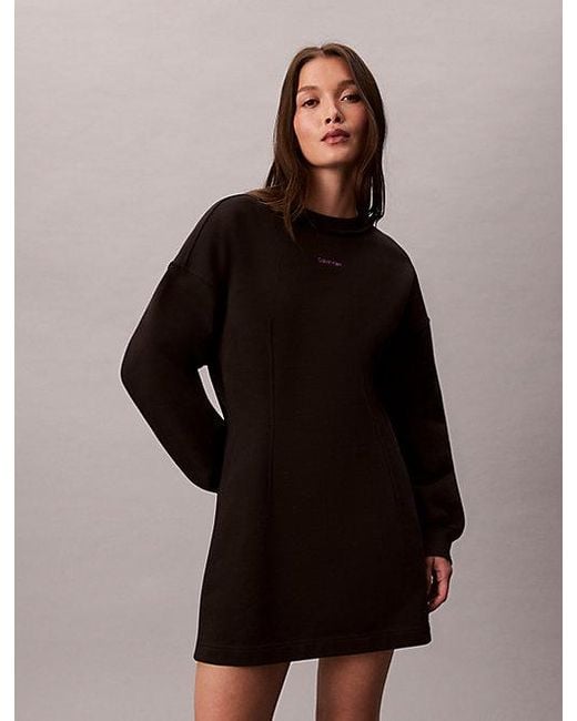 Calvin Klein Black Jeans Cotton Terry Sweatshirt Dress