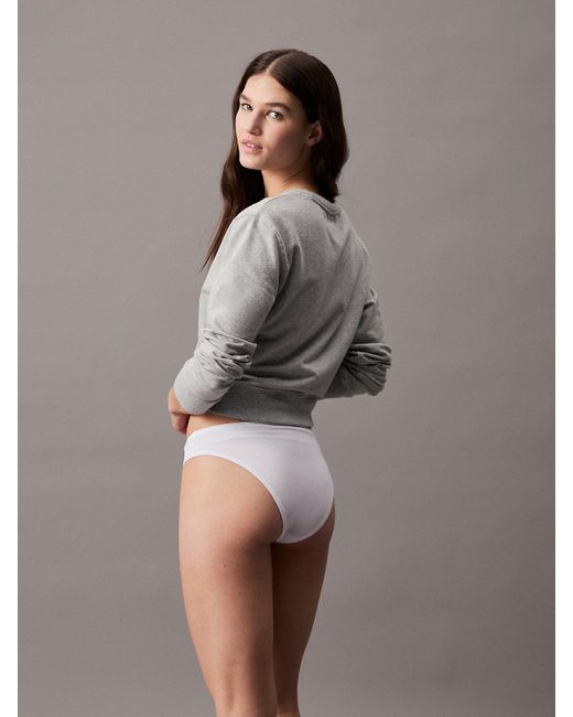 Calvin Klein White 3 Pack Bikini Briefs - Ideal Modal Rib