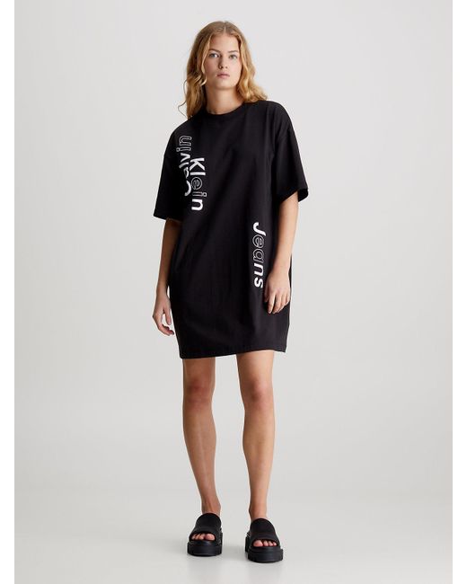Calvin Klein Black Boyfriend Logo T-shirt Dress
