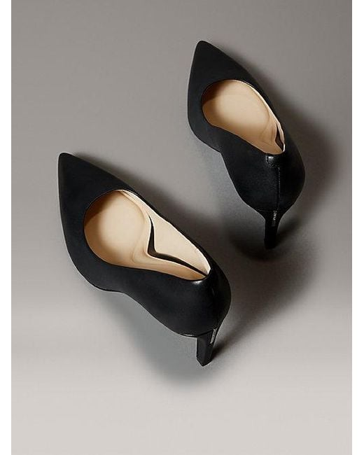 Calvin Klein Gray Leather Stiletto Pumps