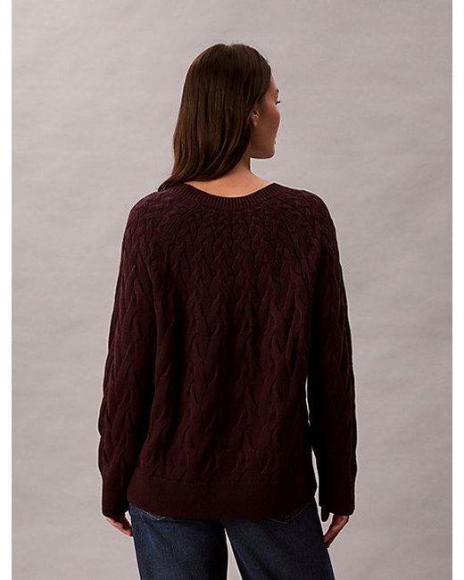Calvin Klein Brown Jeans Cotton Cable Relaxed Jumper