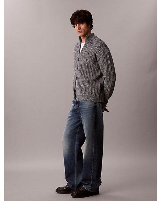 Calvin Klein Multicolor Jeans Heathered Cotton Zip Cardigan for men