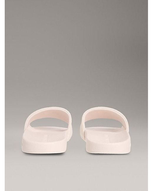 Calvin Klein Canvas Sliders Met Logo in het Gray