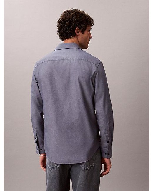 Calvin Klein Klassiek Poplinkatoenen Button-Down Overhemd in het Blue voor heren