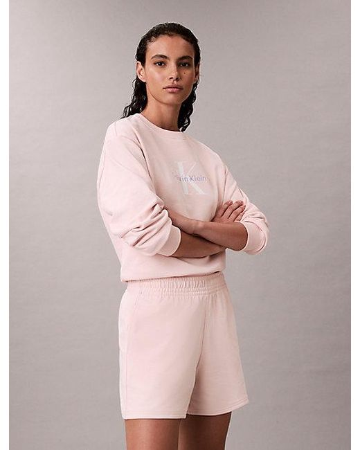 Calvin Klein Hoodie Met Rits En Monogram in het Pink