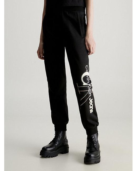 Calvin Klein Joggingbroek Van Fleece-katoenmix in het Black