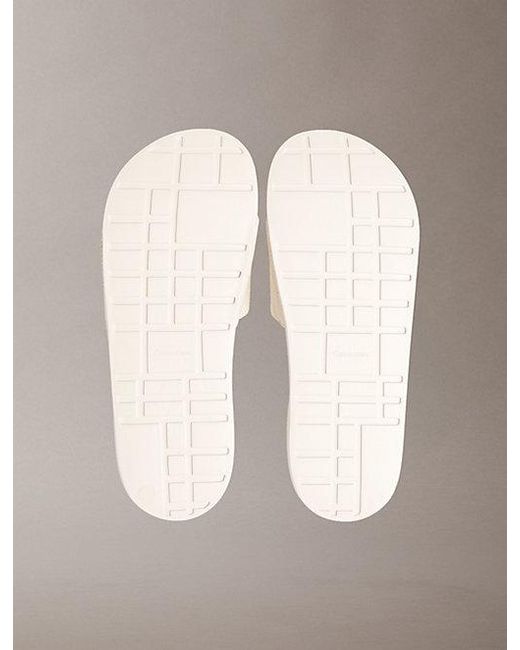 Calvin Klein Gray Canvas Contoured Logo Sliders for men
