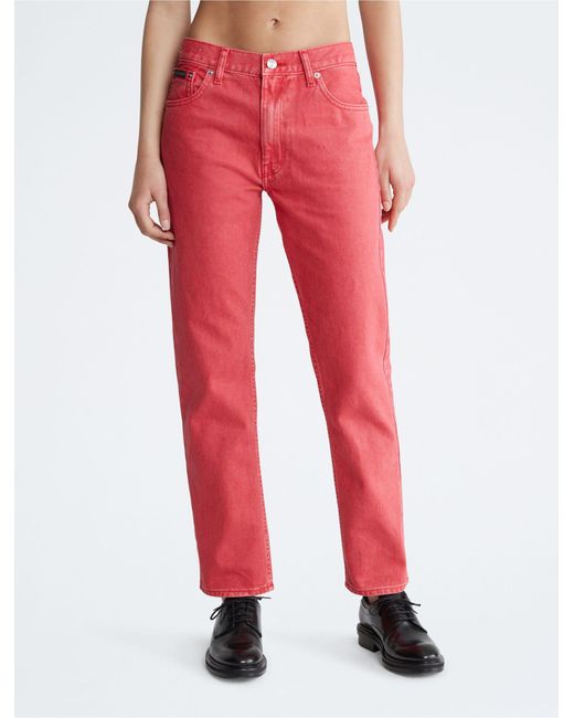 Calvin Klein Red Original Straight Fit Jeans