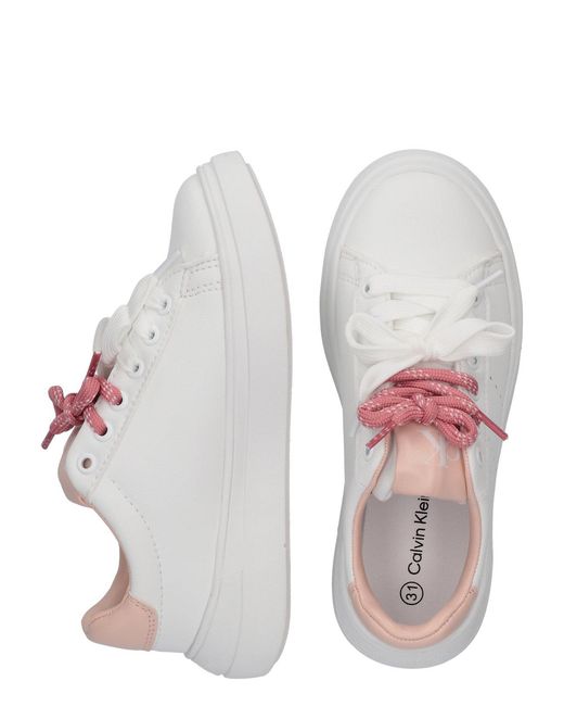 Calvin Klein White Kids Signature Logo Trainers