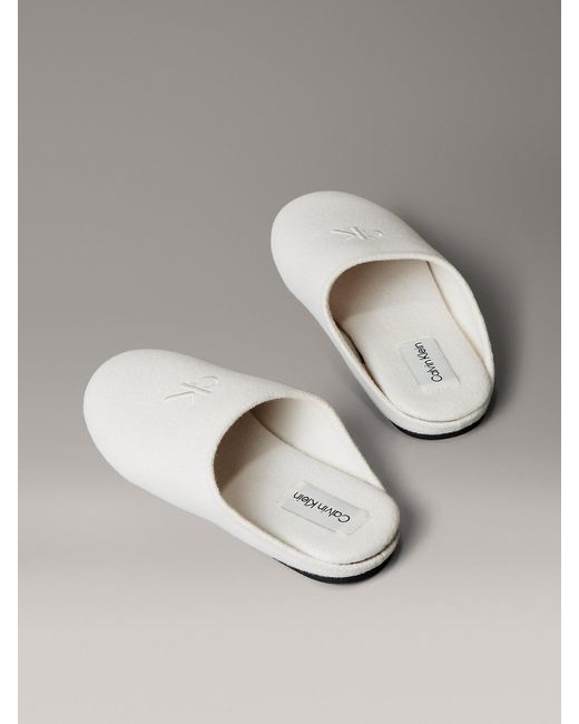 Calvin Klein Gray Felt Signature Logo Mule Slippers
