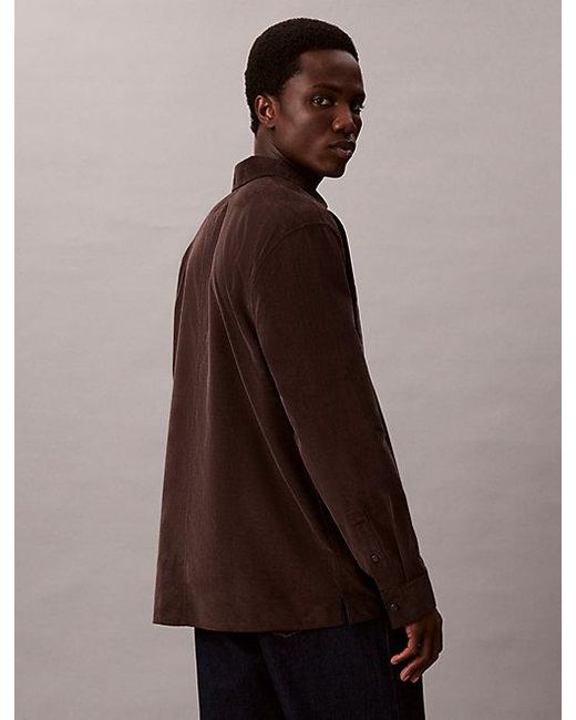 Calvin Klein Corduroy Relaxed Button-Down Overhemd in het Brown voor heren